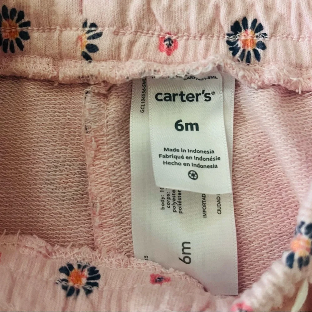 Carter’s casual play baby Girls 6 Months shorts pink floral pullon elastic waist